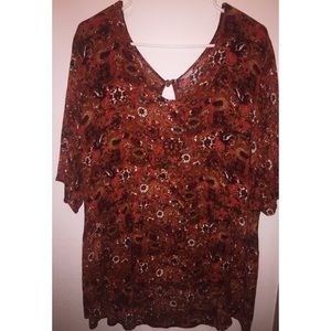 Long orange printed blouse